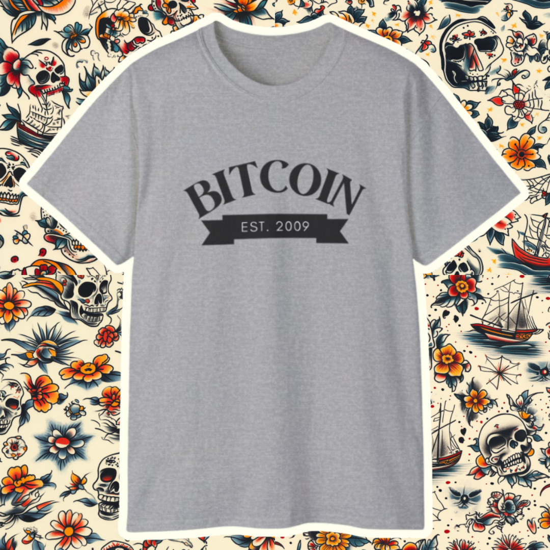 Bitcoin Established 2009 Unisex Ultra Cotton Tee
