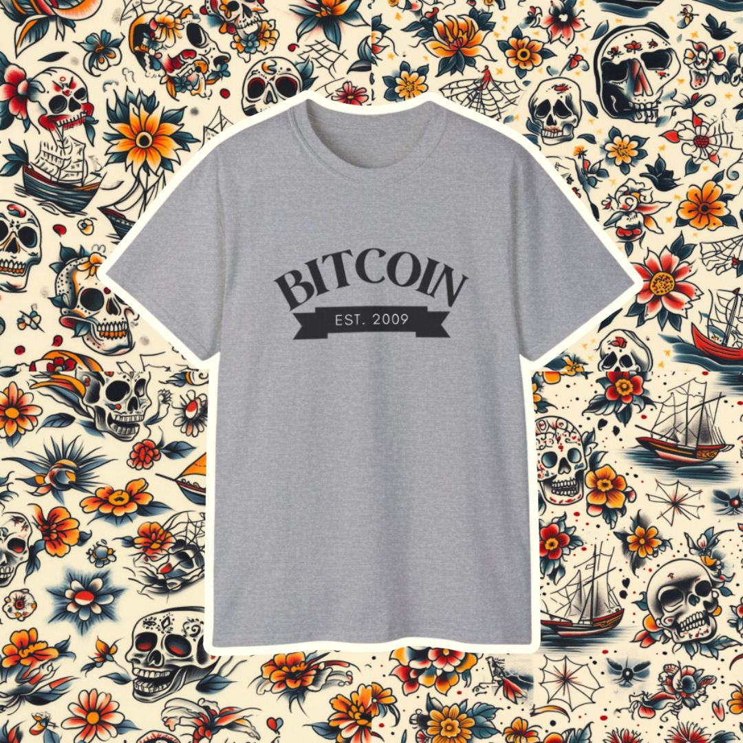 Bitcoin Established 2009 Unisex Ultra Cotton Tee