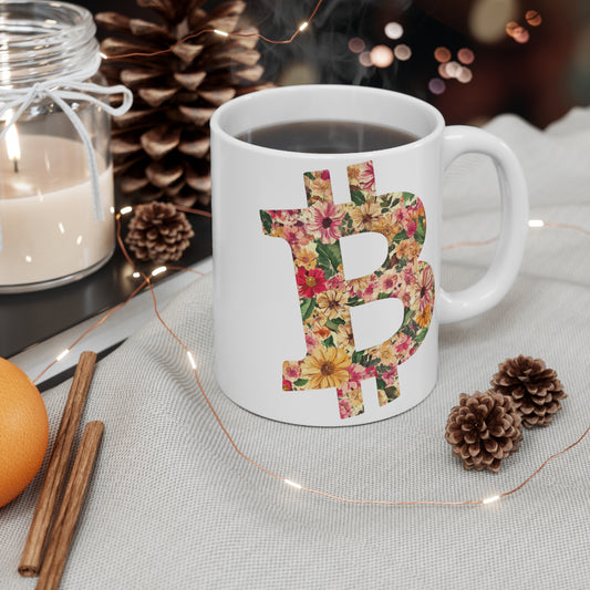 Bitcoin Floral Mug 11oz