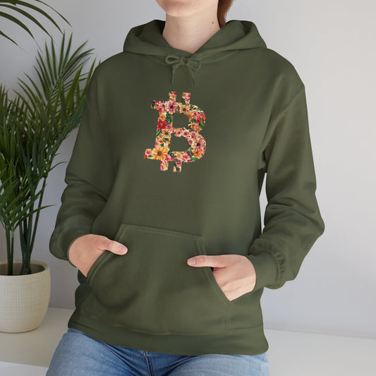 Bitcoin Floral Unisex Heavy Blend™ Hooded Sweatshirt