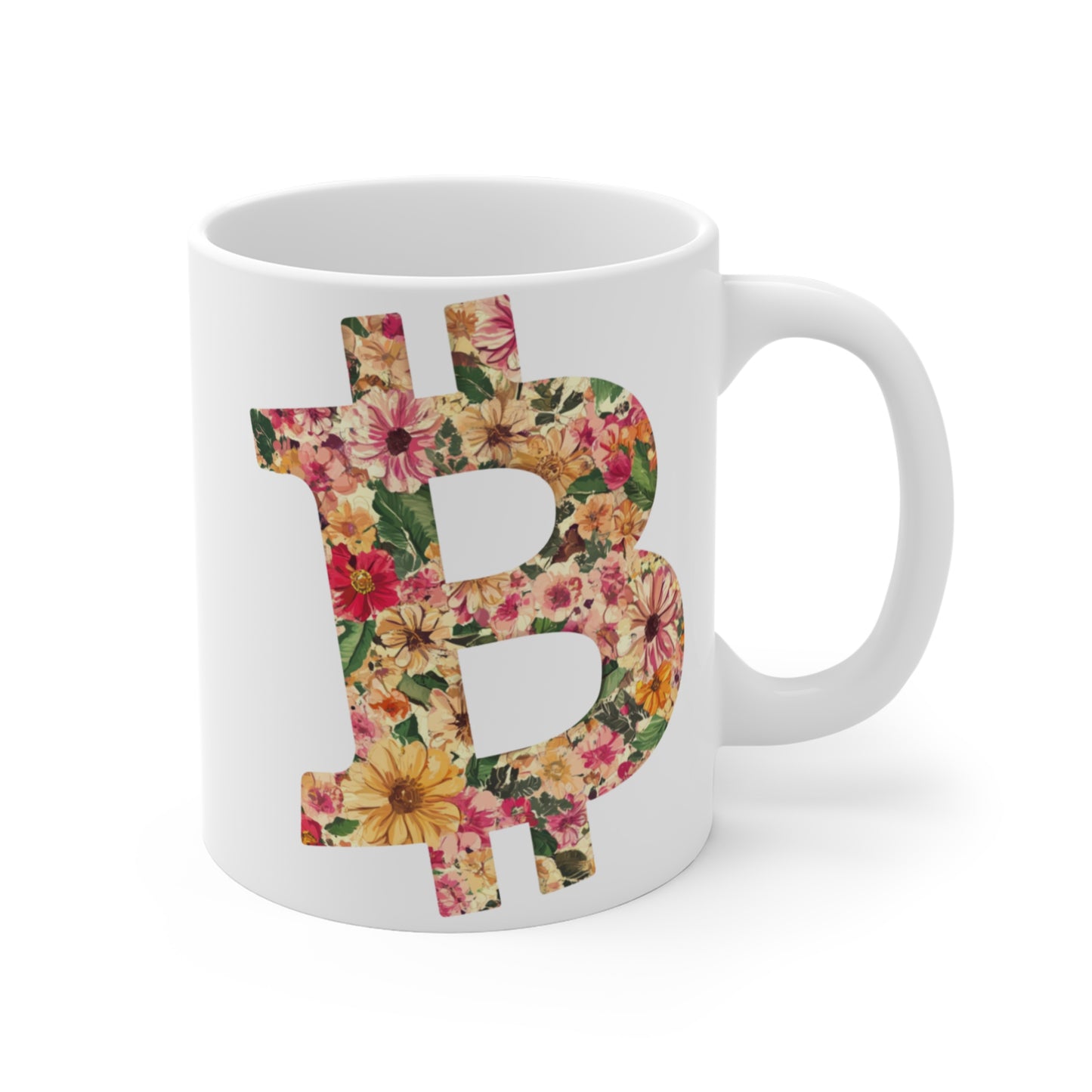 Bitcoin Floral Mug 11oz